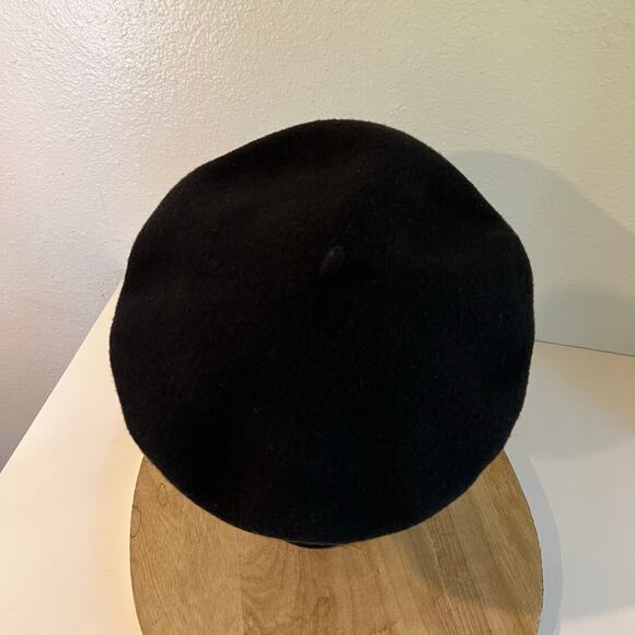 Vintage 90s Liz Claiborne Black Wool Slouchy Beret Hat Size Medium/Large - Picture 3 of 9